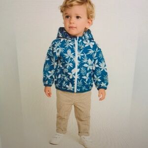 Blue Floral Hooded Jacket for Kids
